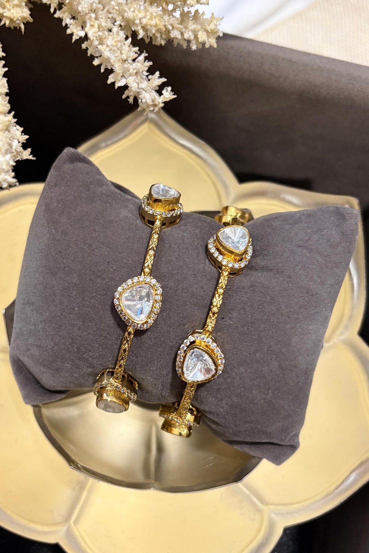 Polki Textured Gold Bangles 