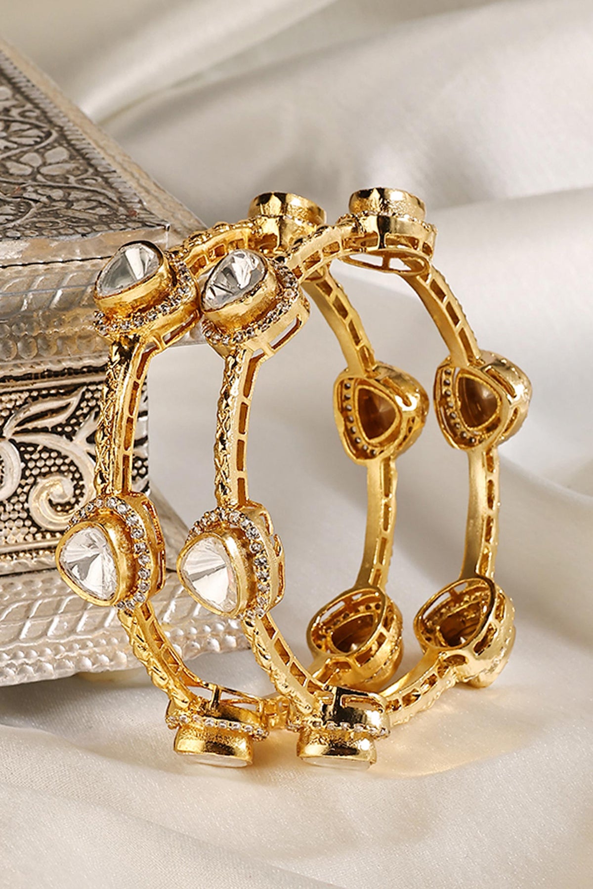 Polki Textured Gold Bangles 