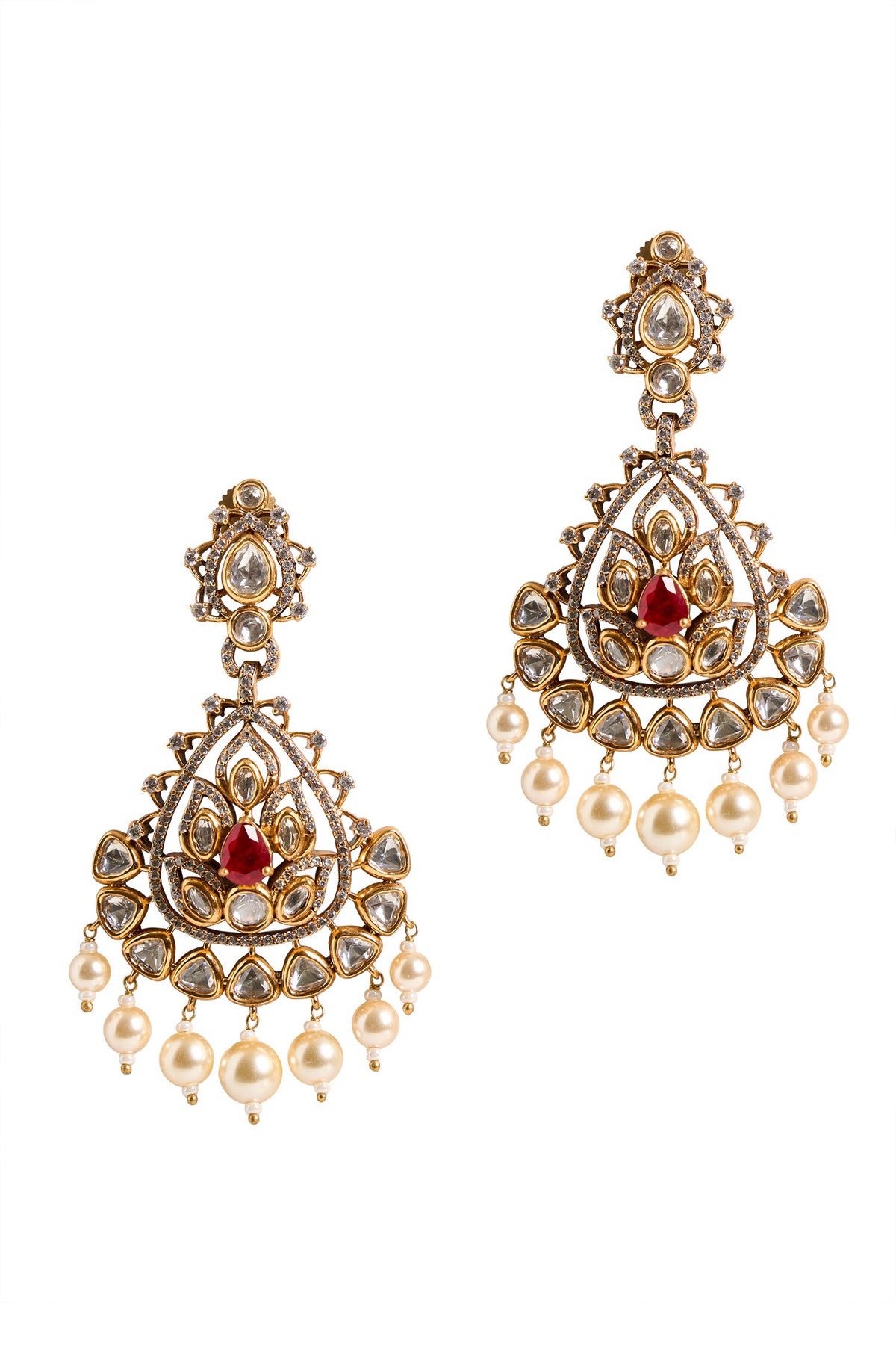 Stone Embellished Dangling Earrings 