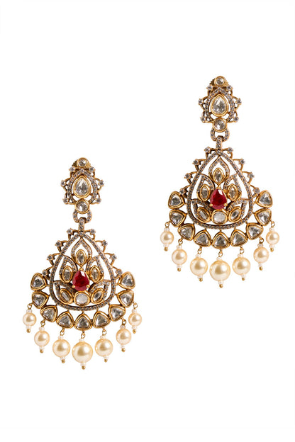 Stone Embellished Dangling Earrings 