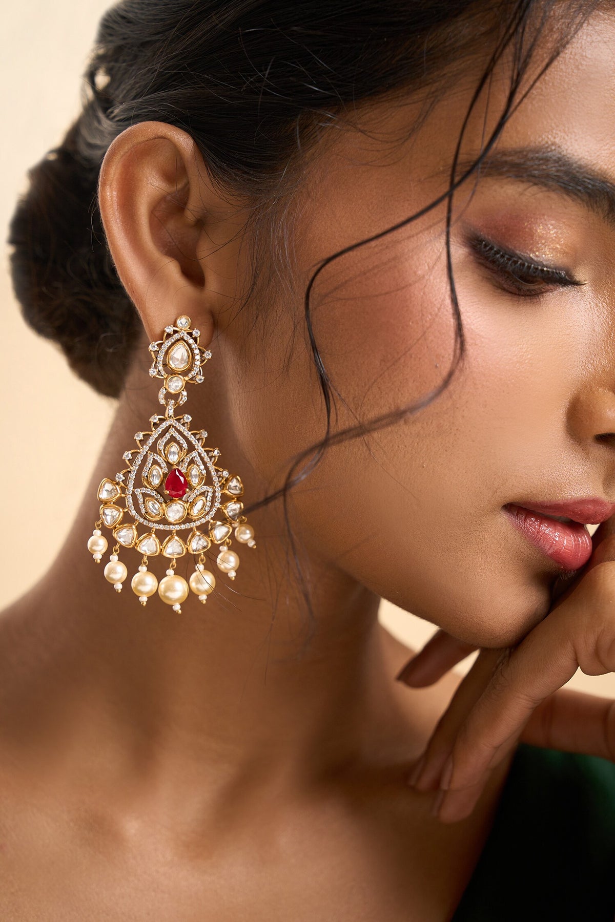 Stone Embellished Dangling Earrings 
