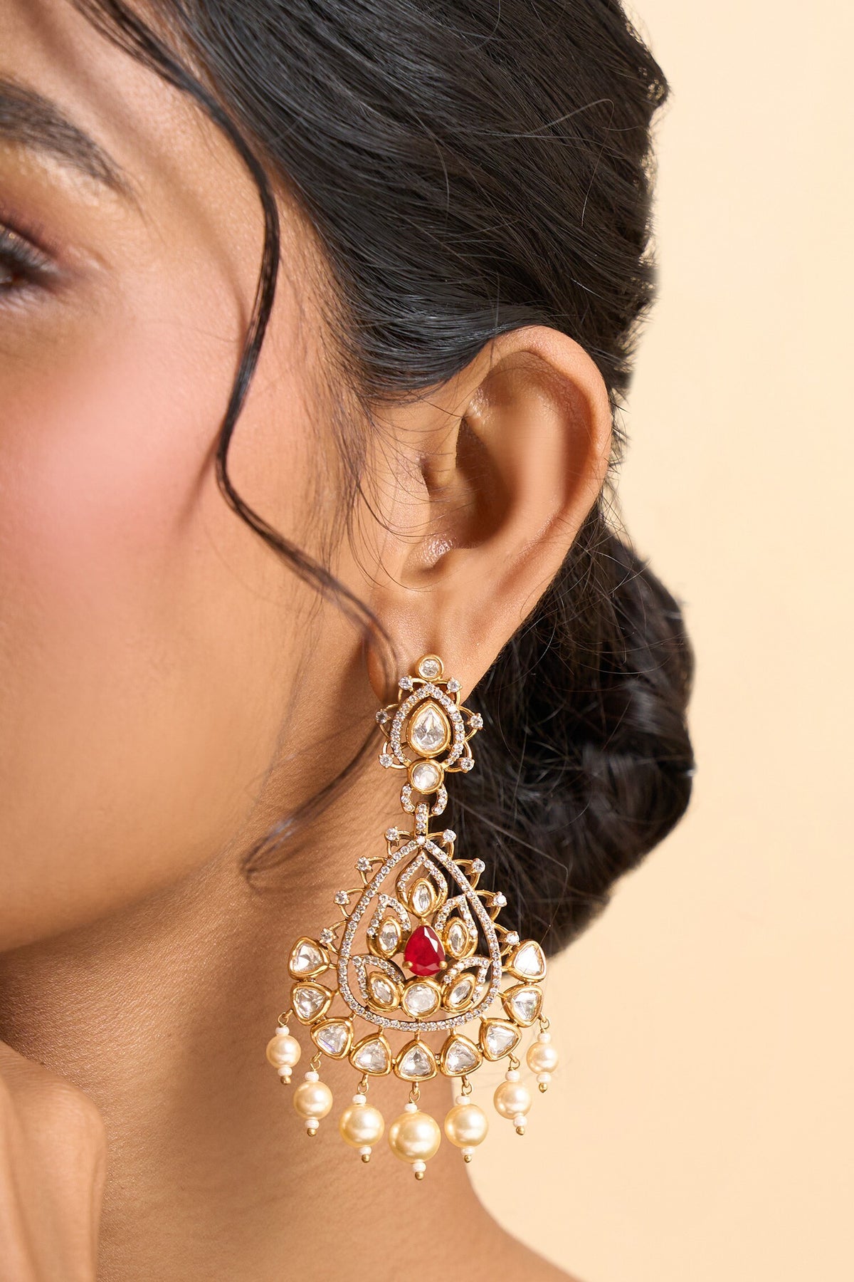 Stone Embellished Dangling Earrings 
