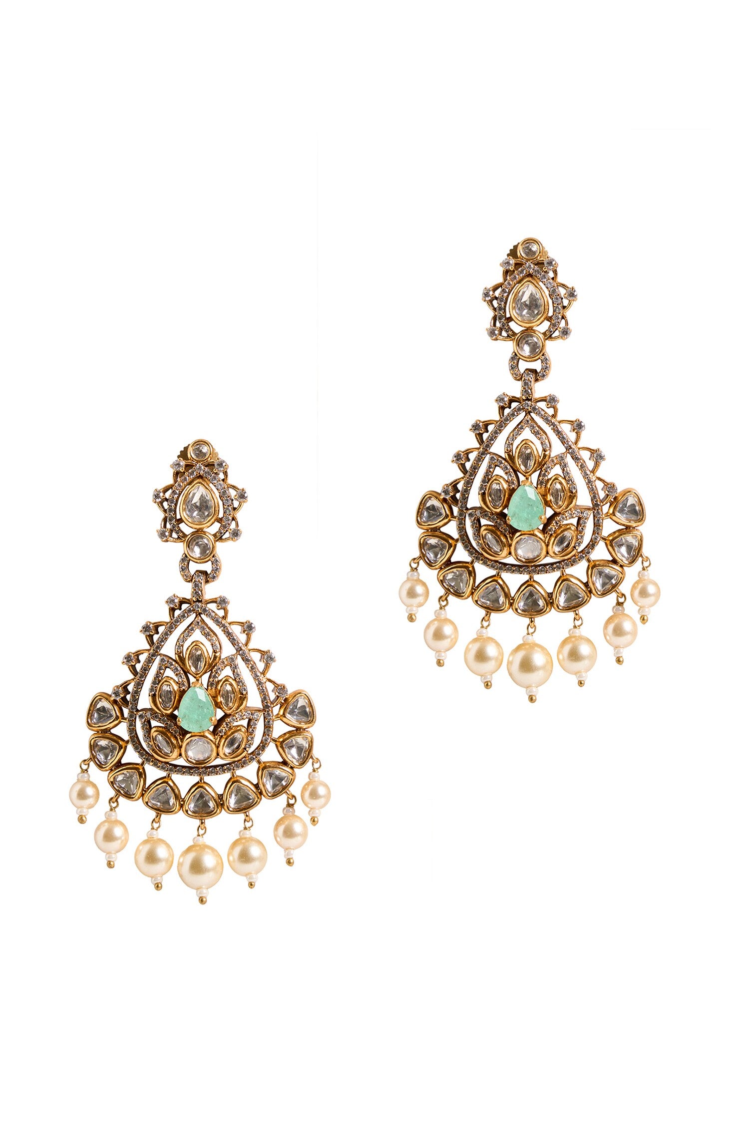 Stone Embellished Drop Earrings 