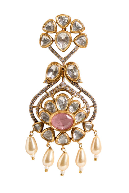 Stone Embellished Floral Earrings 