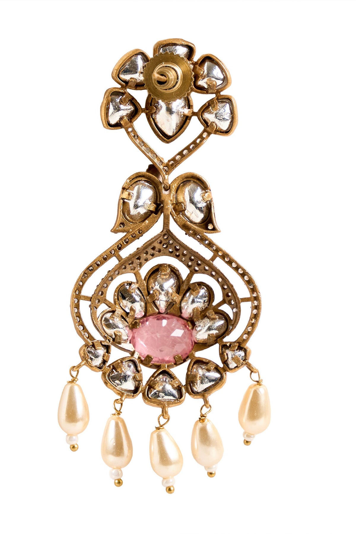 Stone Embellished Floral Earrings 