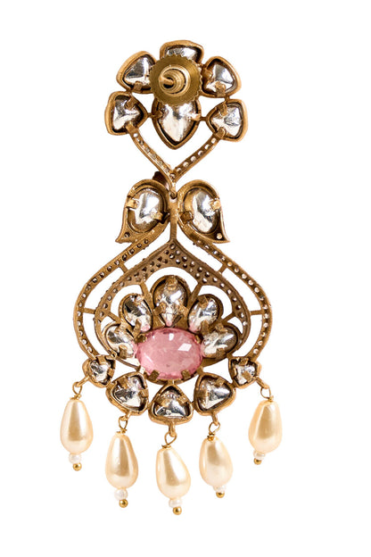 Stone Embellished Floral Earrings 