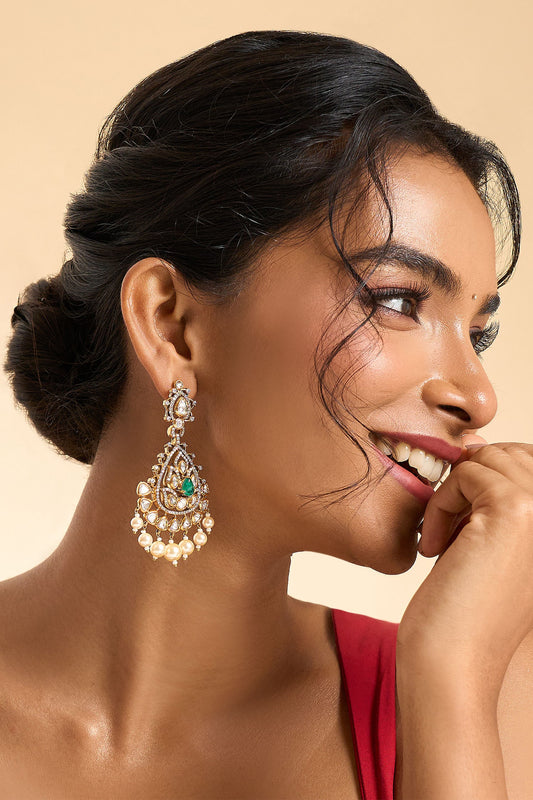 Stone Embellished Dangler Earrings 