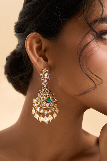 Stone Embellished Dangler Earrings 