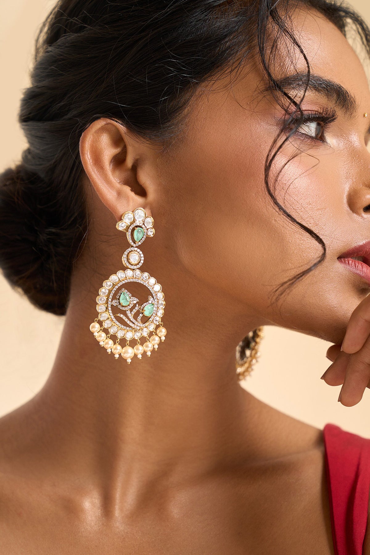 Circular Stone Drop Embellished Earrings 