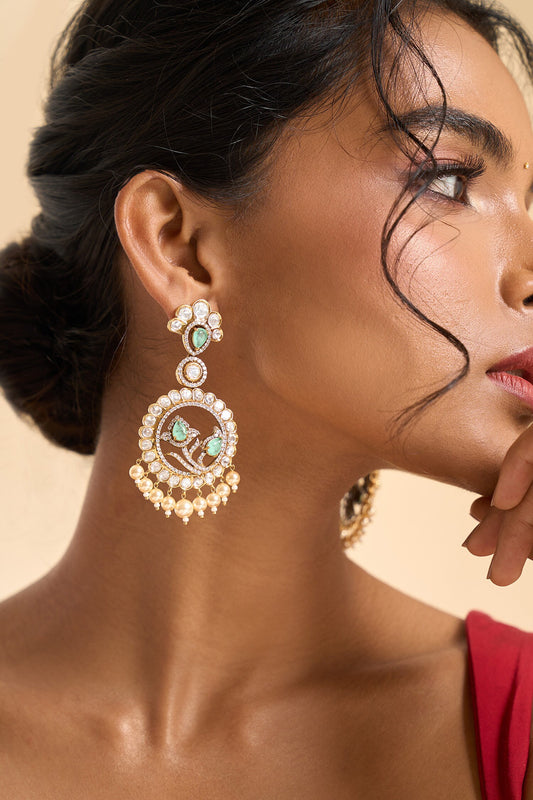 Circular Stone Drop Embellished Earrings 