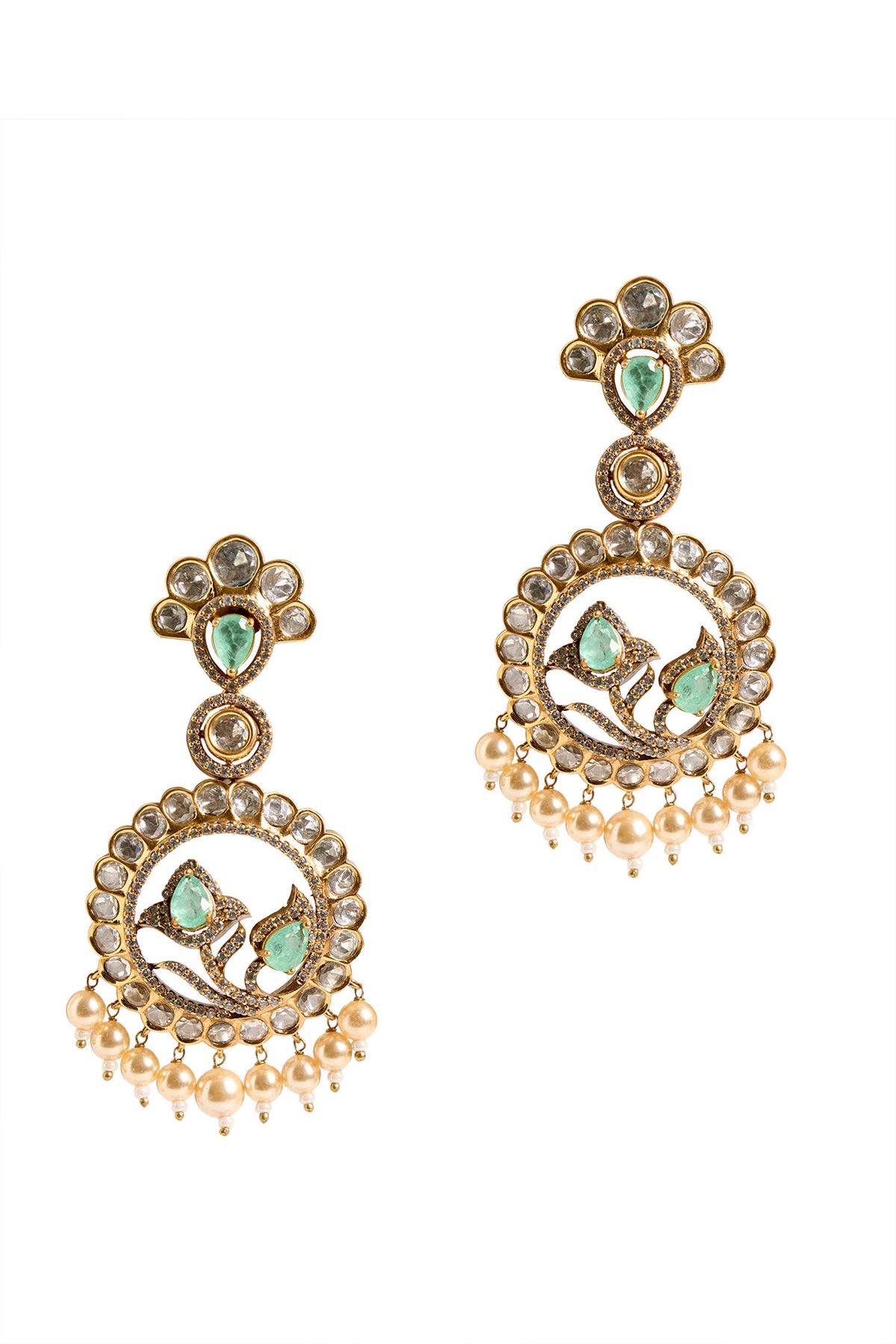 Circular Stone Drop Embellished Earrings 