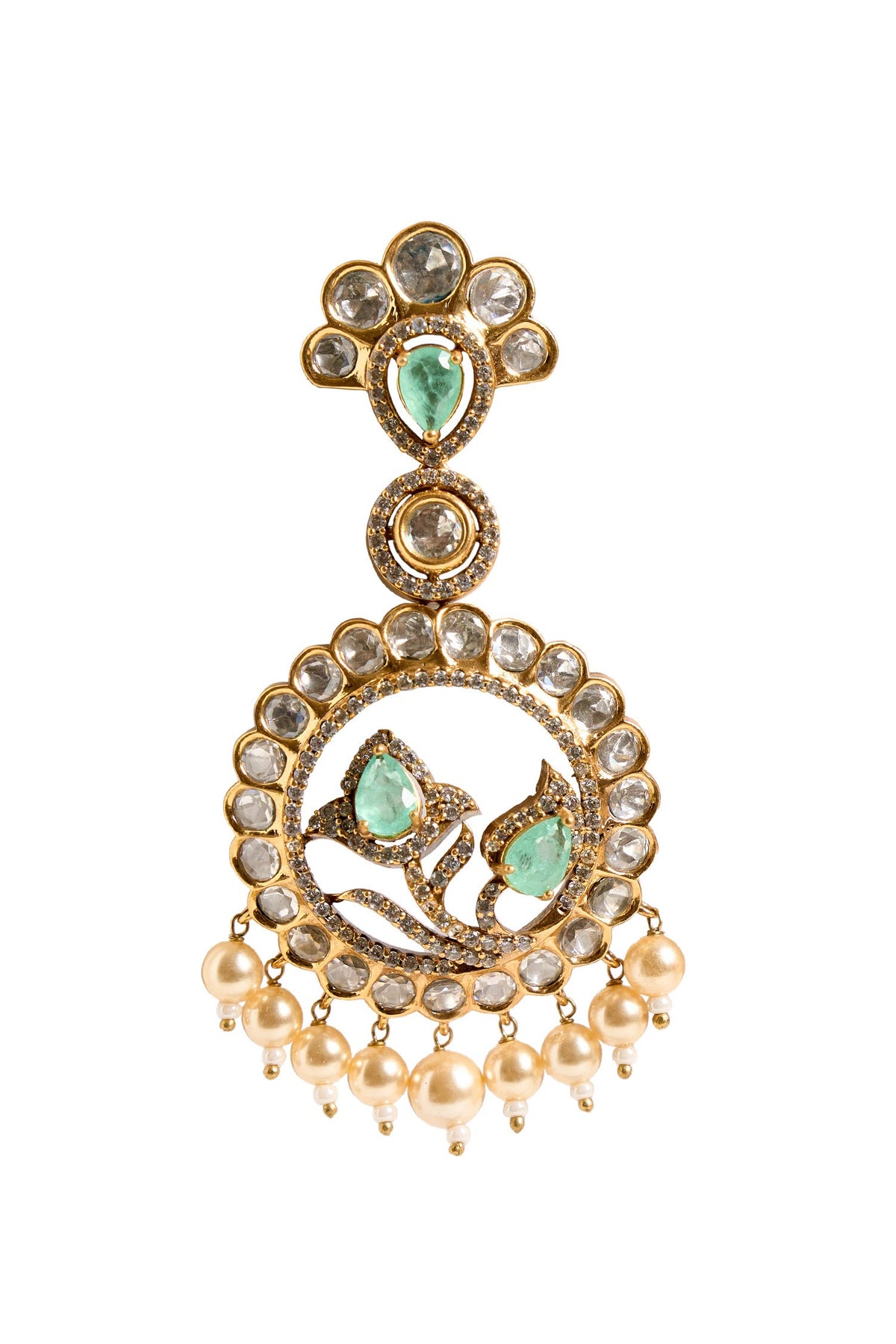 Circular Stone Drop Embellished Earrings 