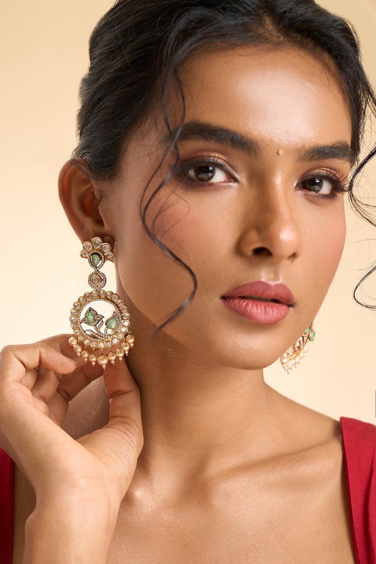 Circular Stone Drop Embellished Earrings 