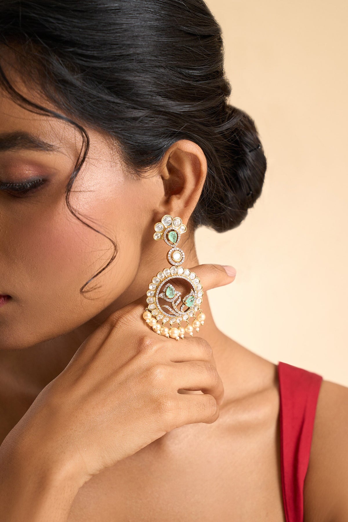 Circular Stone Drop Embellished Earrings 