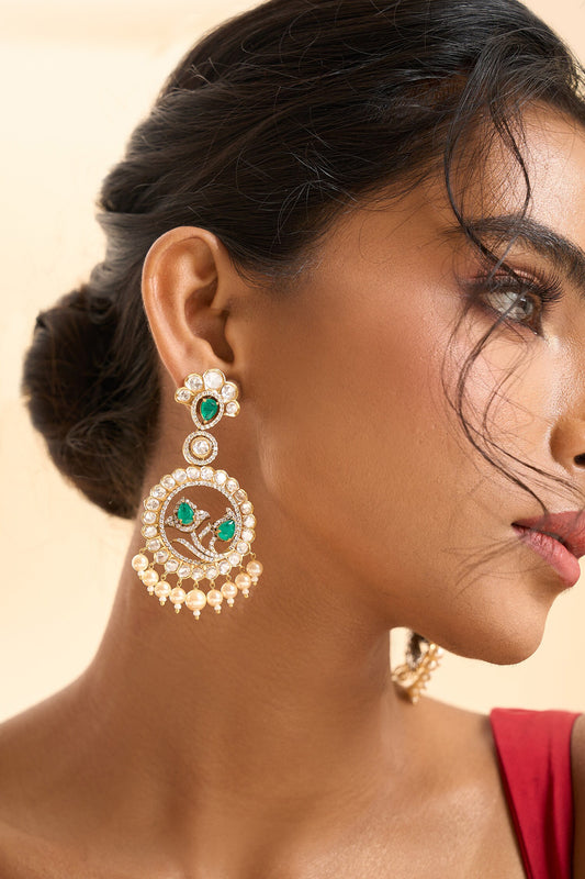 Circular Drop Stone Embellished Earrings 