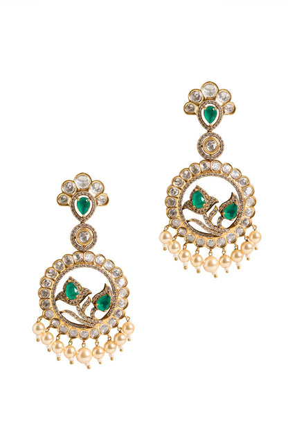 Circular Drop Stone Embellished Earrings 