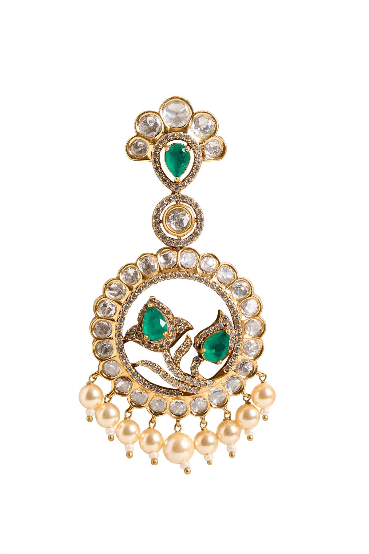 Circular Drop Stone Embellished Earrings 