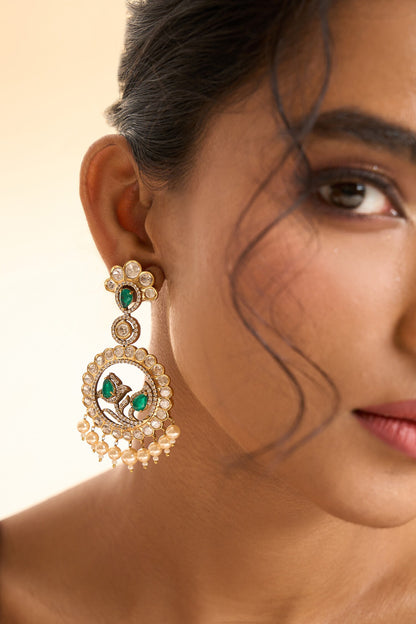 Circular Drop Stone Embellished Earrings 