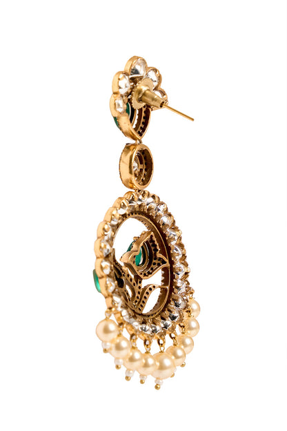 Circular Drop Stone Embellished Earrings 
