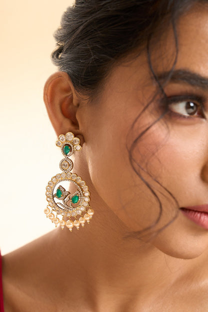Circular Drop Stone Embellished Earrings 