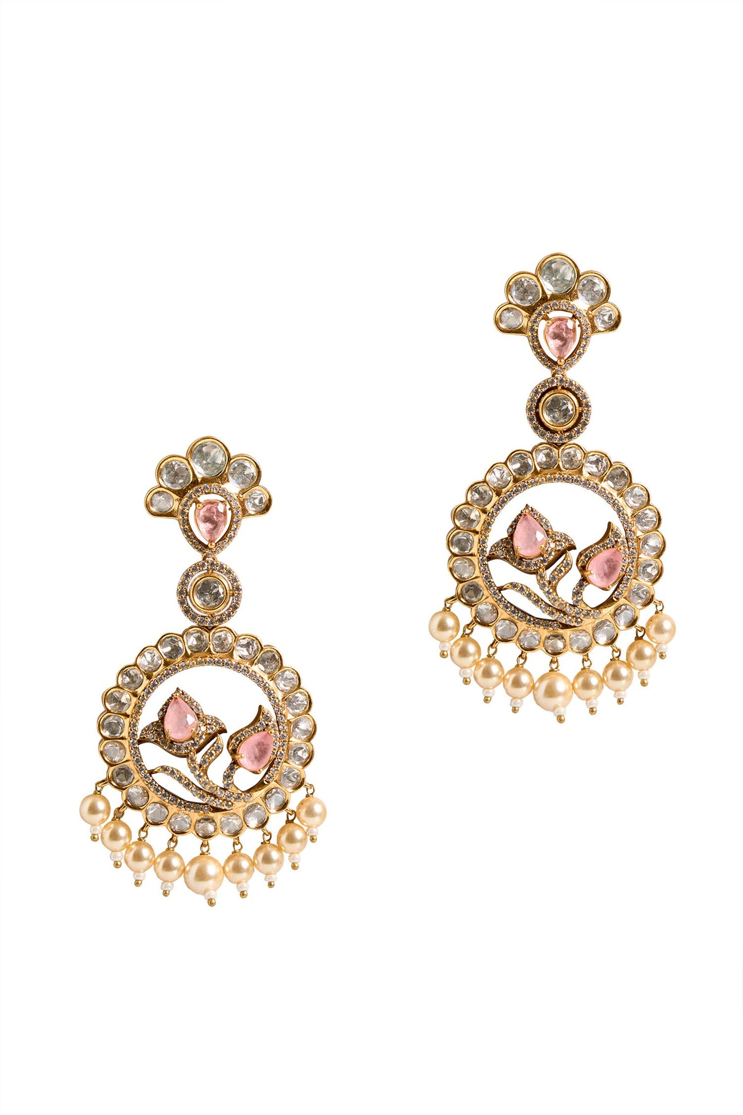 Circular Drop Embellished Earrings 