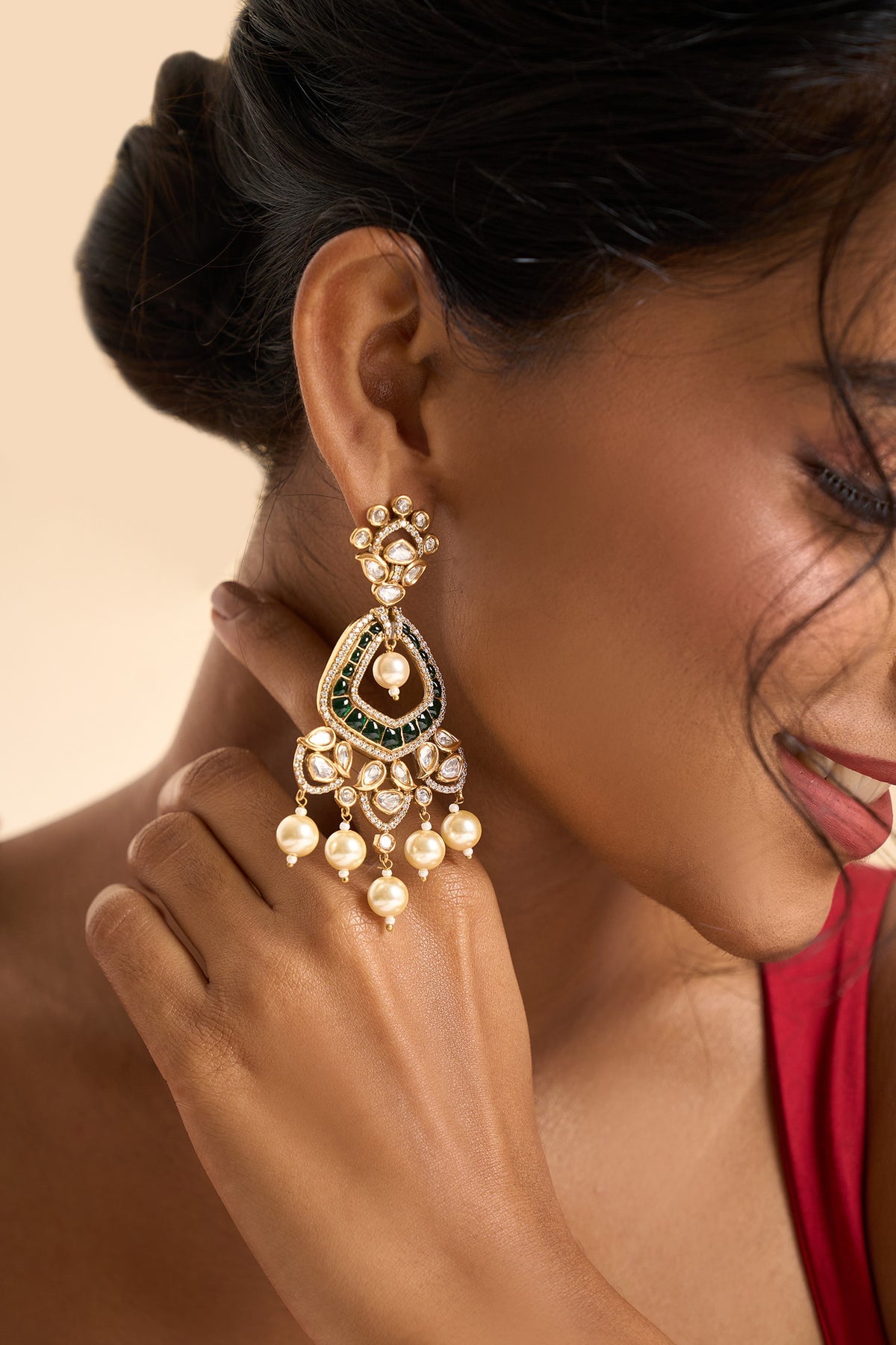 Stone Embellished Dangling Earrings 