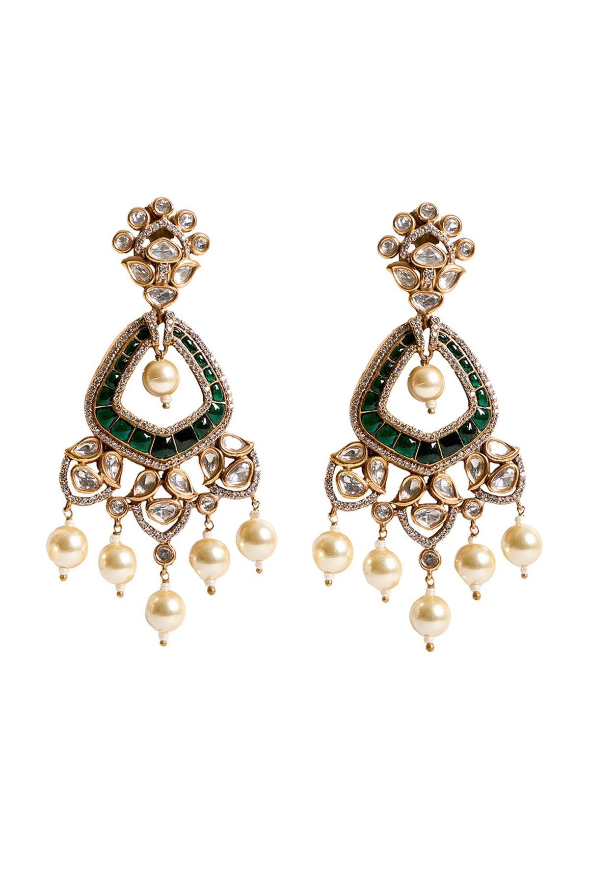 Stone Embellished Dangling Earrings 