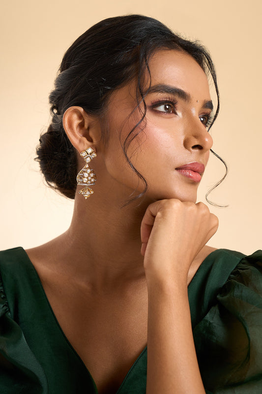 Floral Embellished Dangler Earrings 