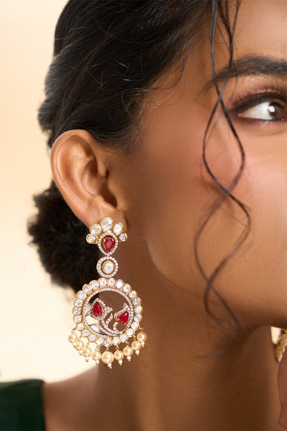 Embellished Circular Drop Dangler Earrings 