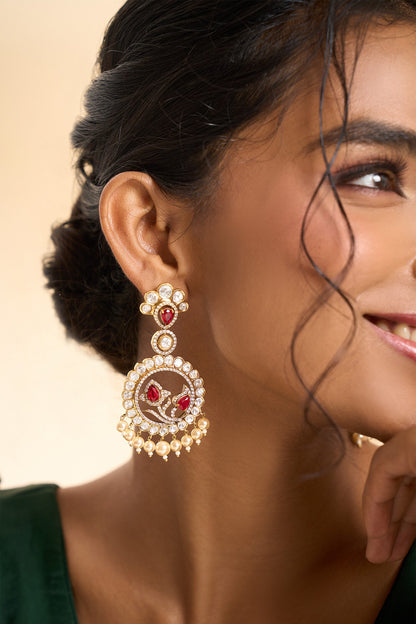 Embellished Circular Drop Dangler Earrings 