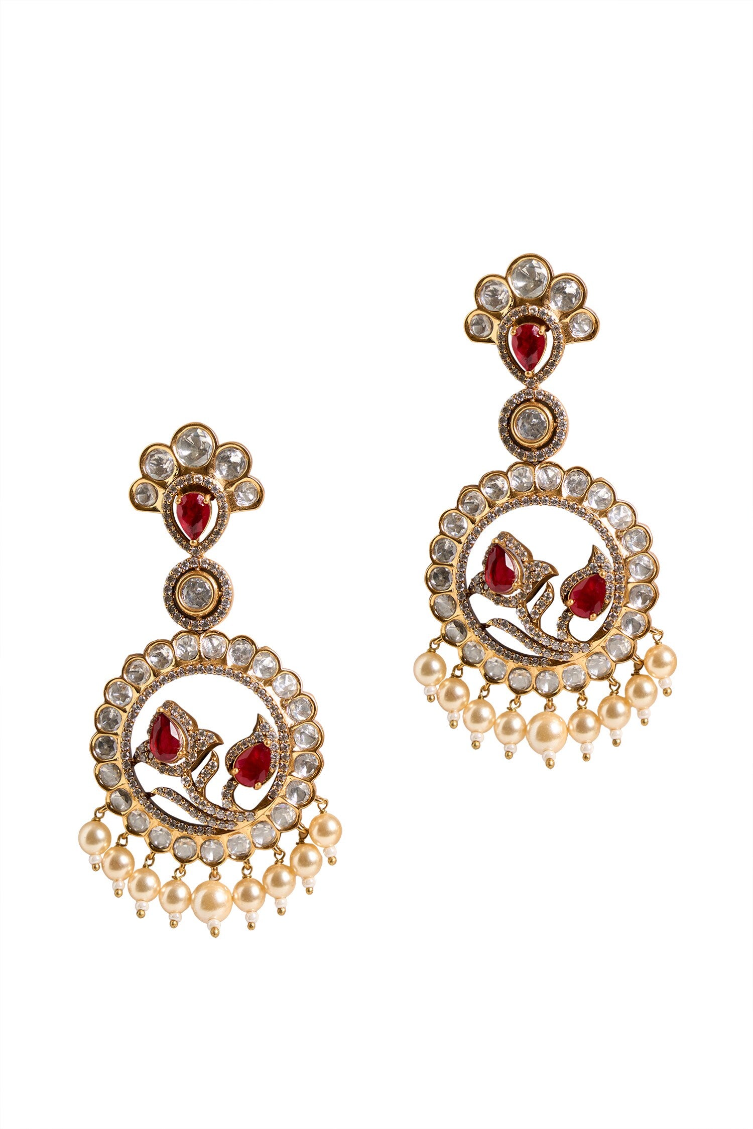 Embellished Circular Drop Dangler Earrings 