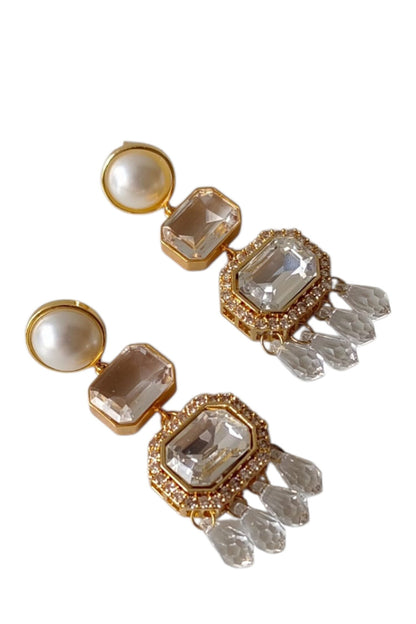 Araana Pearl Crystal Danglers 