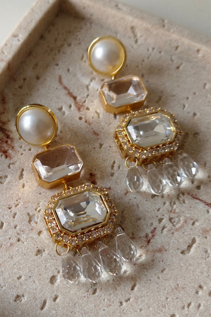 Araana Pearl Crystal Danglers 