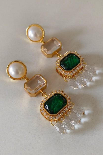 Araana Pearl Crystal Danglers 