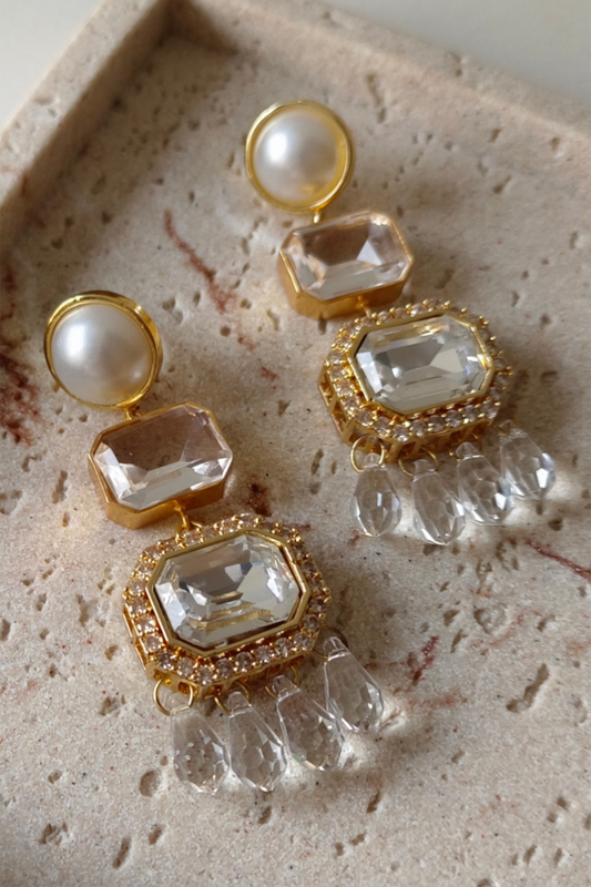 Araana Pearl Crystal Danglers 
