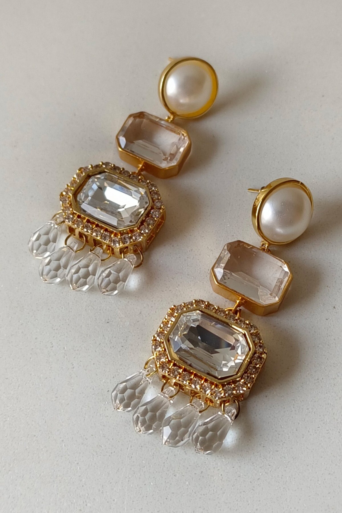 Araana Pearl Crystal Danglers 