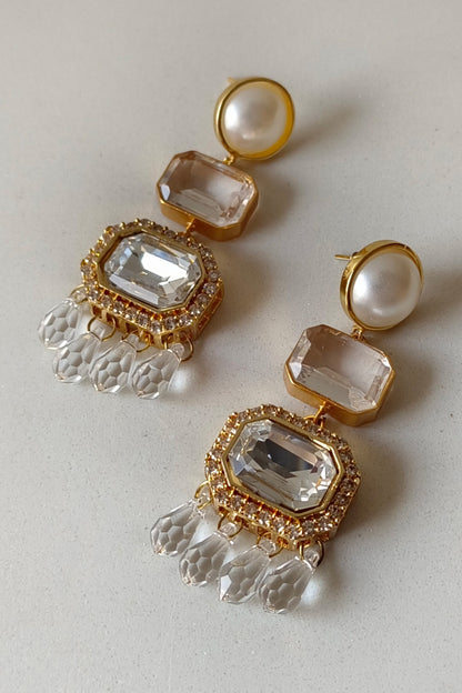 Araana Pearl Crystal Danglers 
