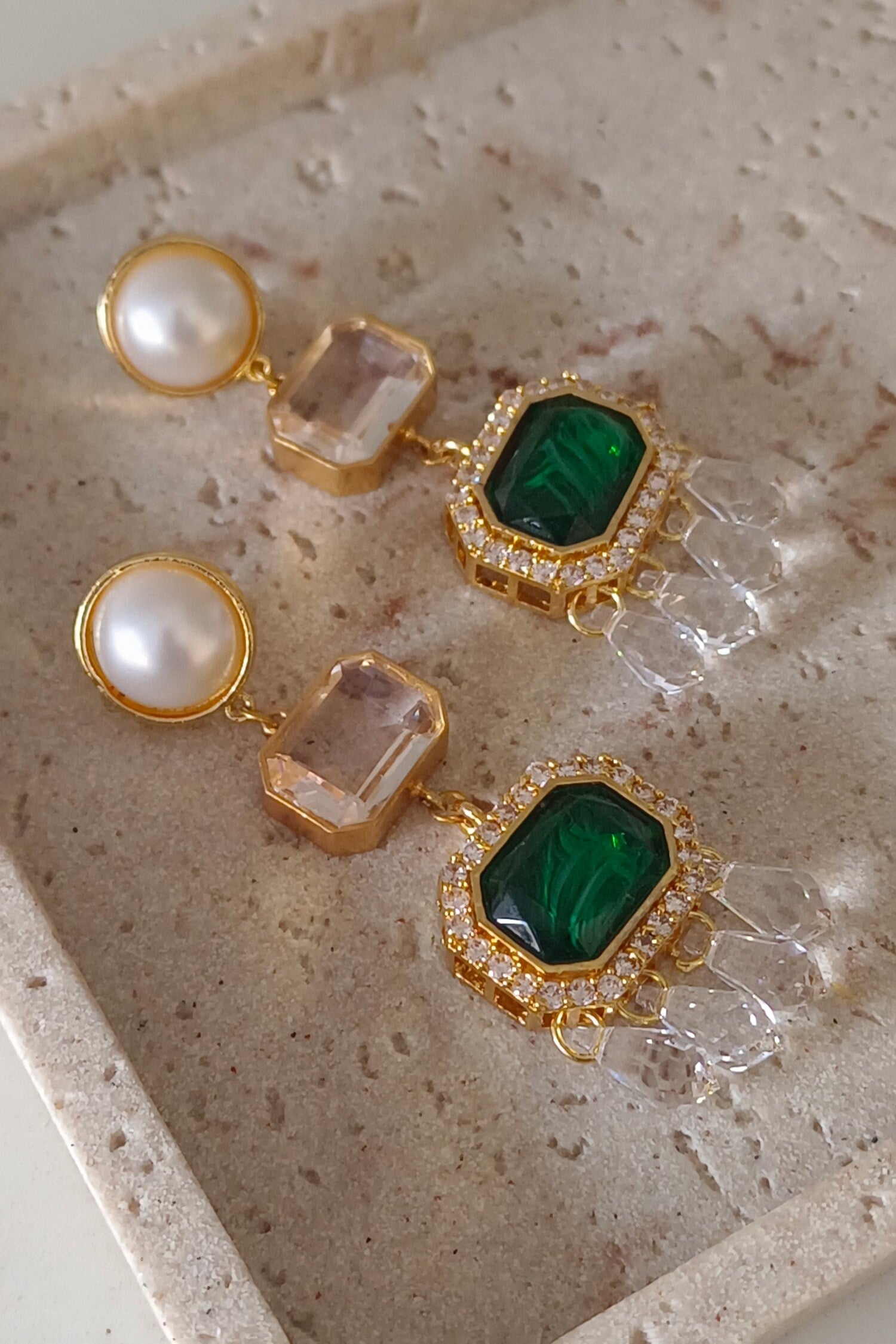 Araana Pearl Crystal Danglers 