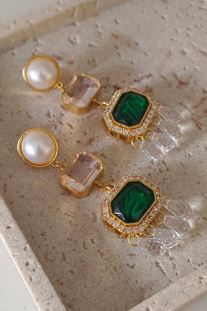 Araana Pearl Crystal Danglers 