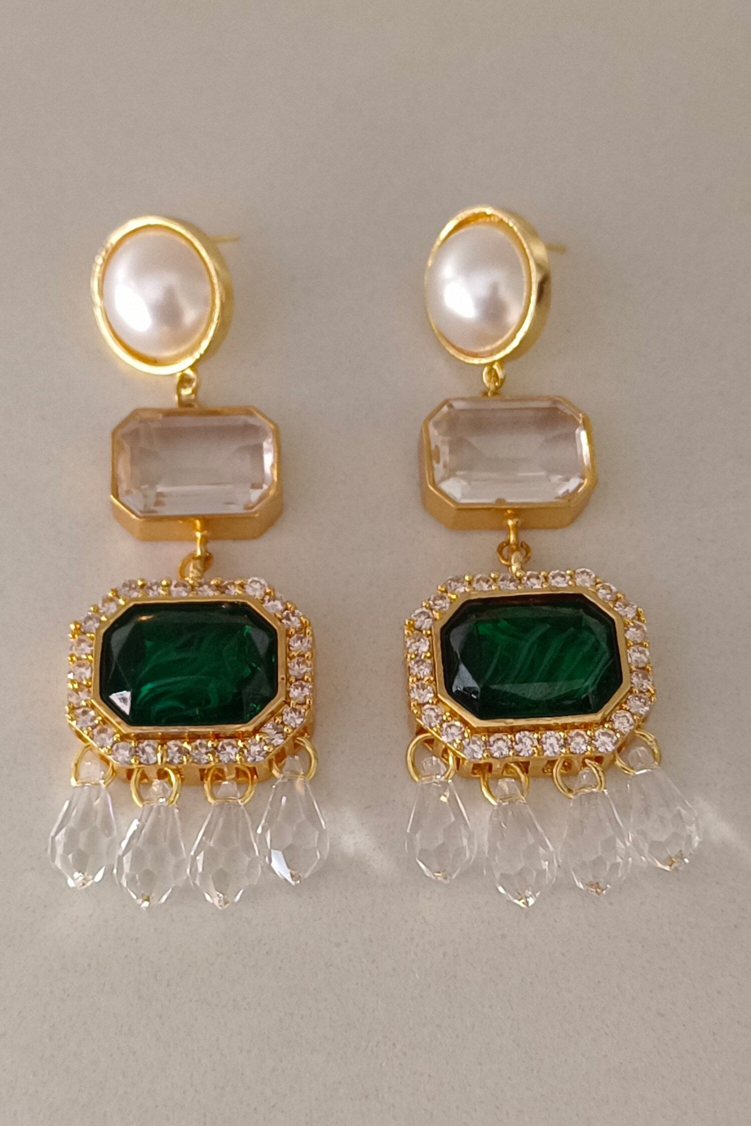 Araana Pearl Crystal Danglers 