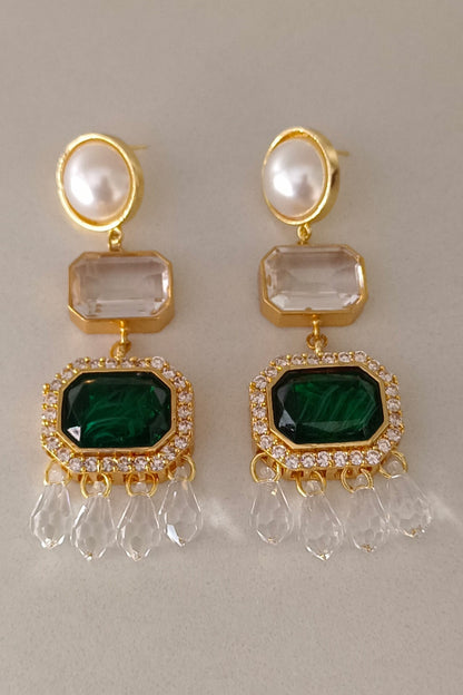 Araana Pearl Crystal Danglers 