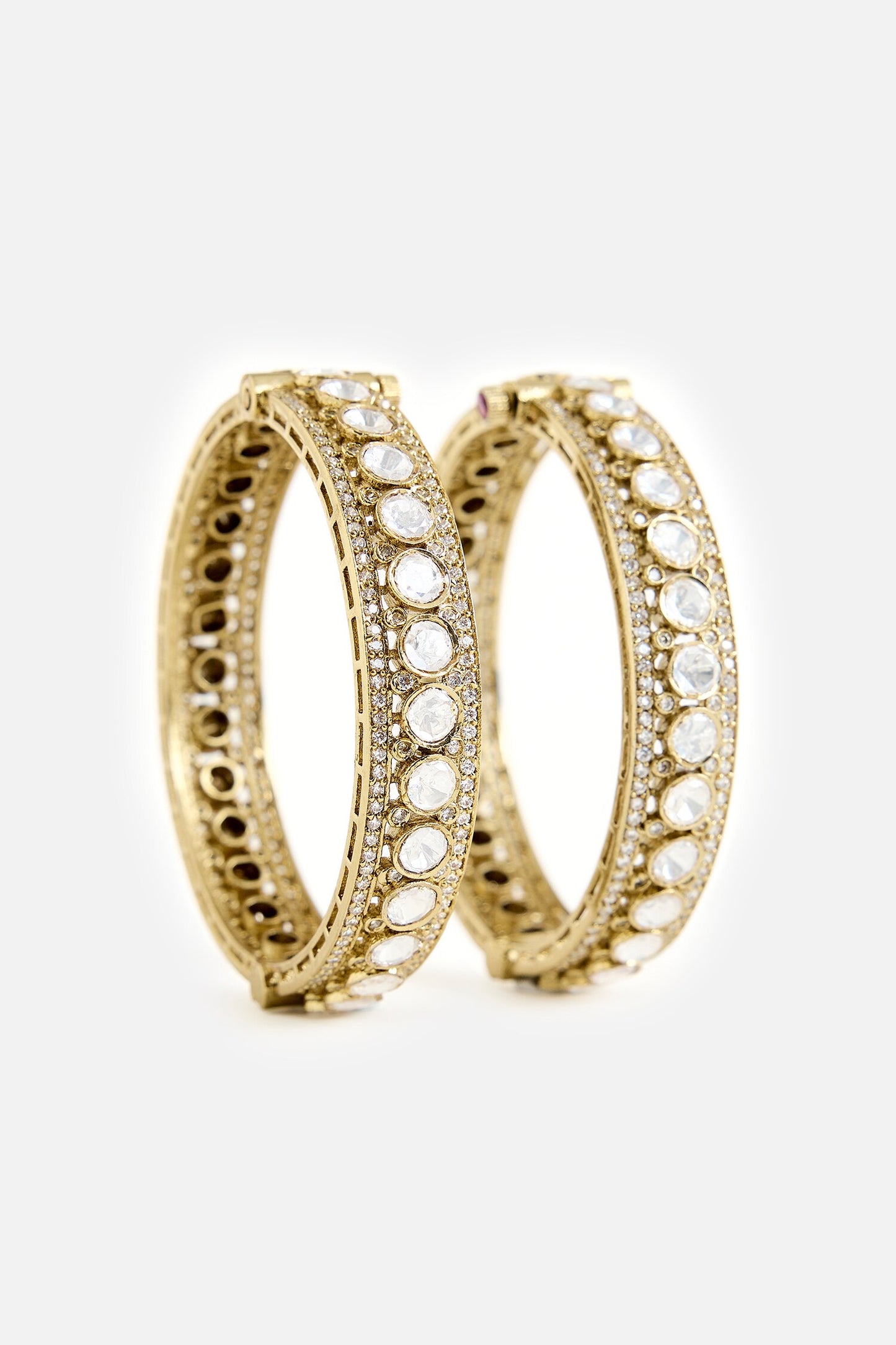 Moissanite Kundan & Polki Embellished Bangles 