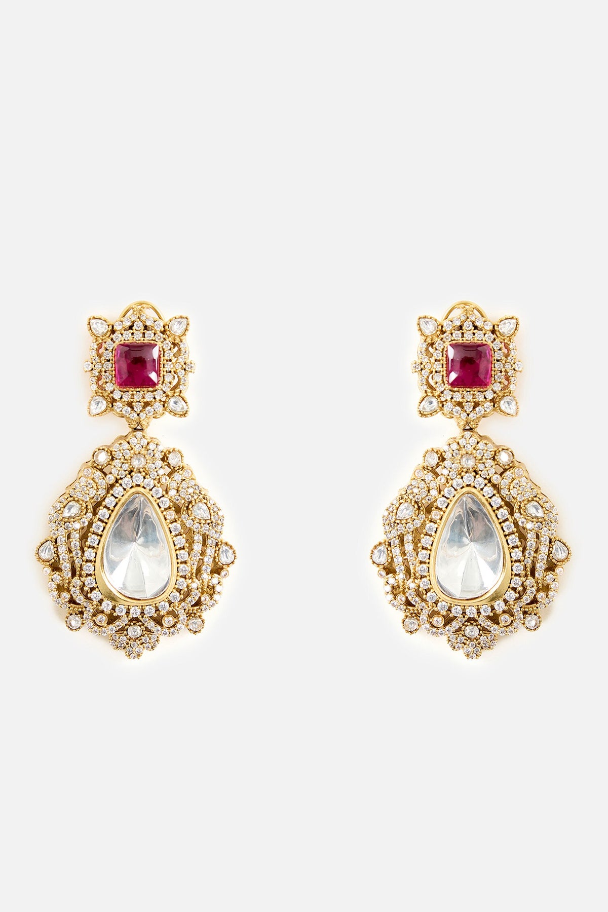 Teardrop Stone Statement Earrings 