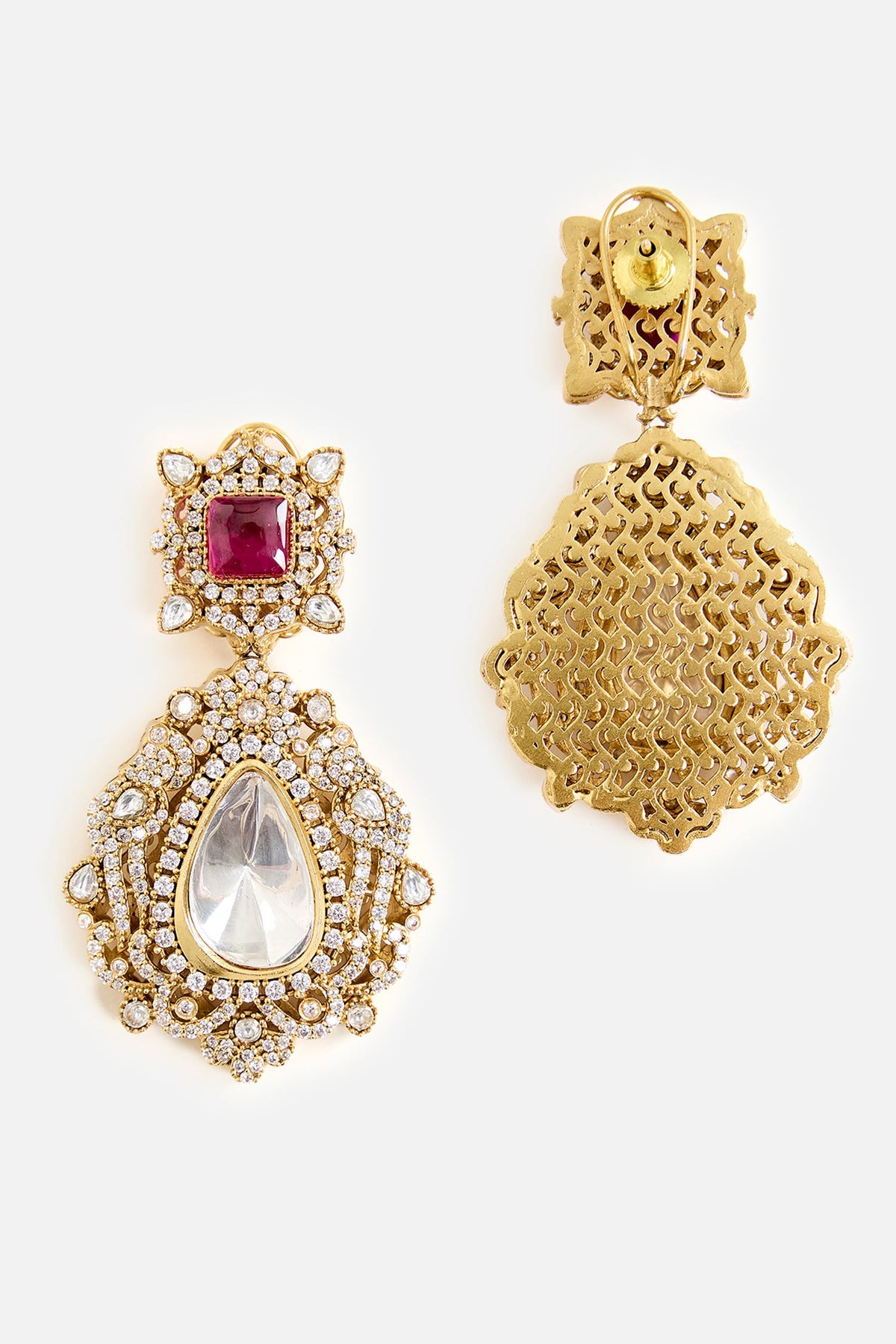 Teardrop Stone Statement Earrings 