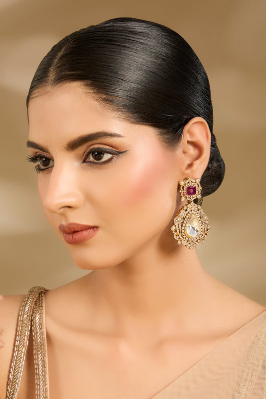 Teardrop Stone Statement Earrings 