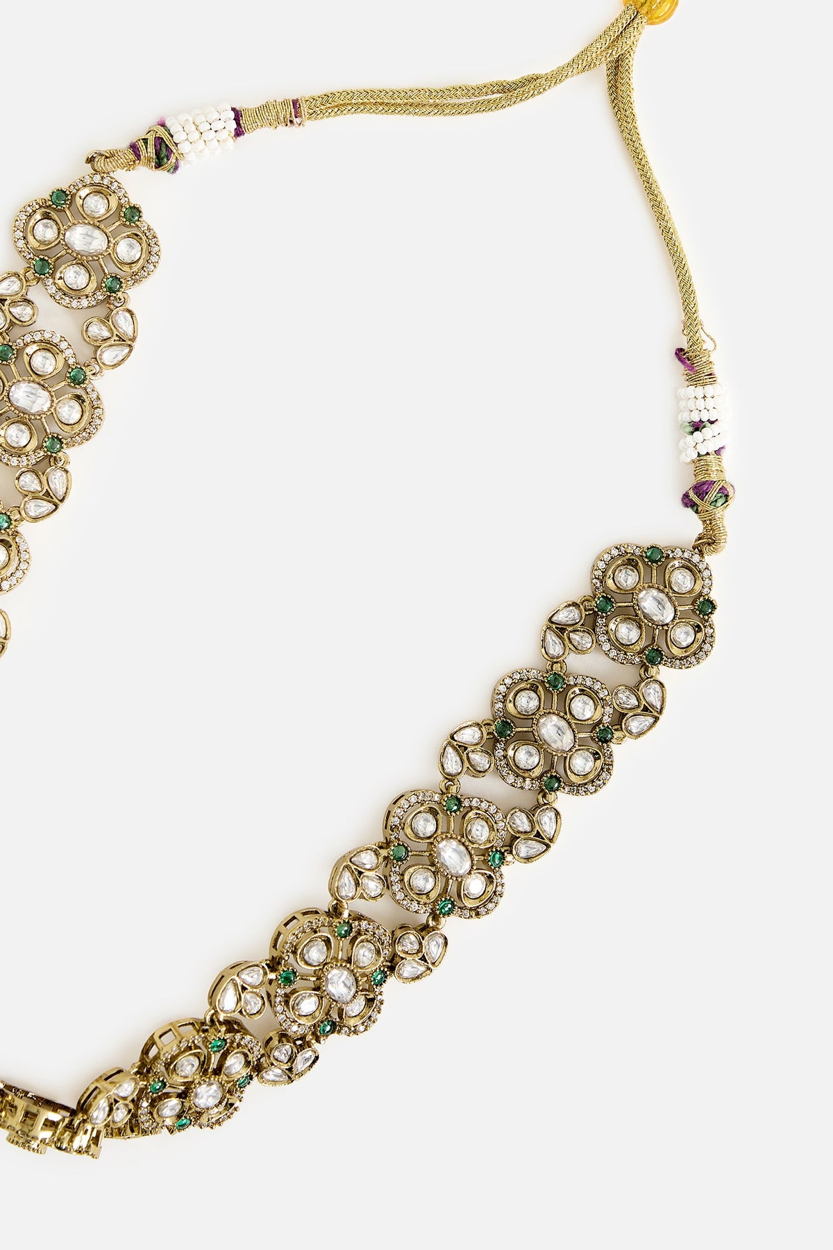 Kundan Polki Floral Choker Necklace Set 