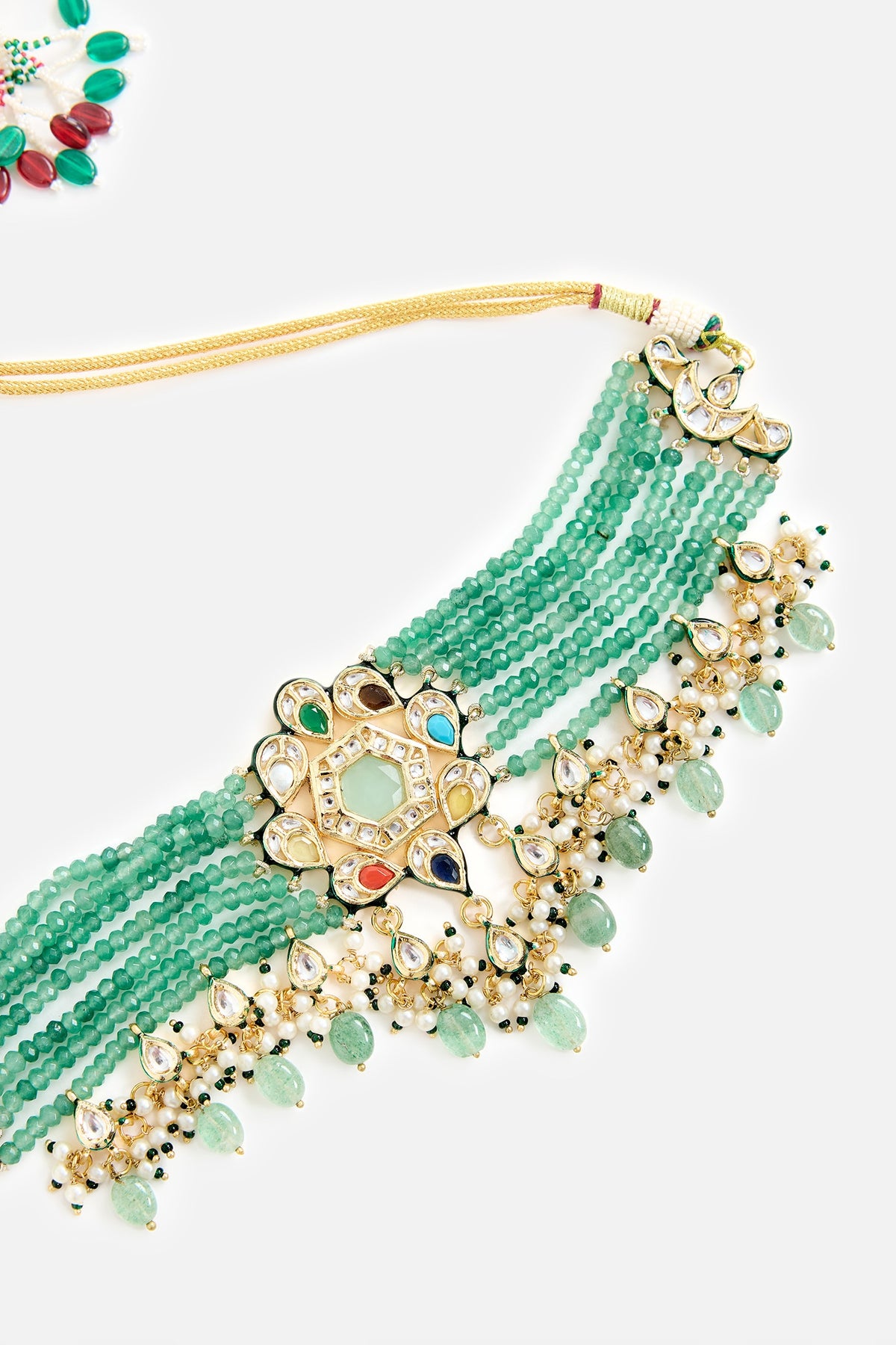 Gold & Green Beaded Choker Set 