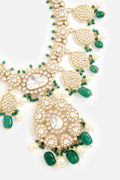 Kundan &  Bead Embellished Necklace Set 