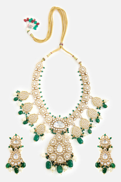 Kundan &  Bead Embellished Necklace Set 