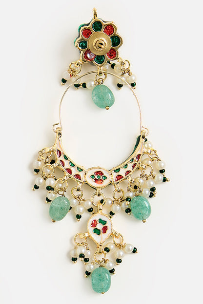 Emerald & Kundan Chandbali Earrings 